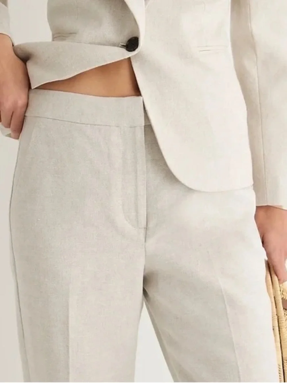 J. Crew Cream Straight-Leg Dress Trousers